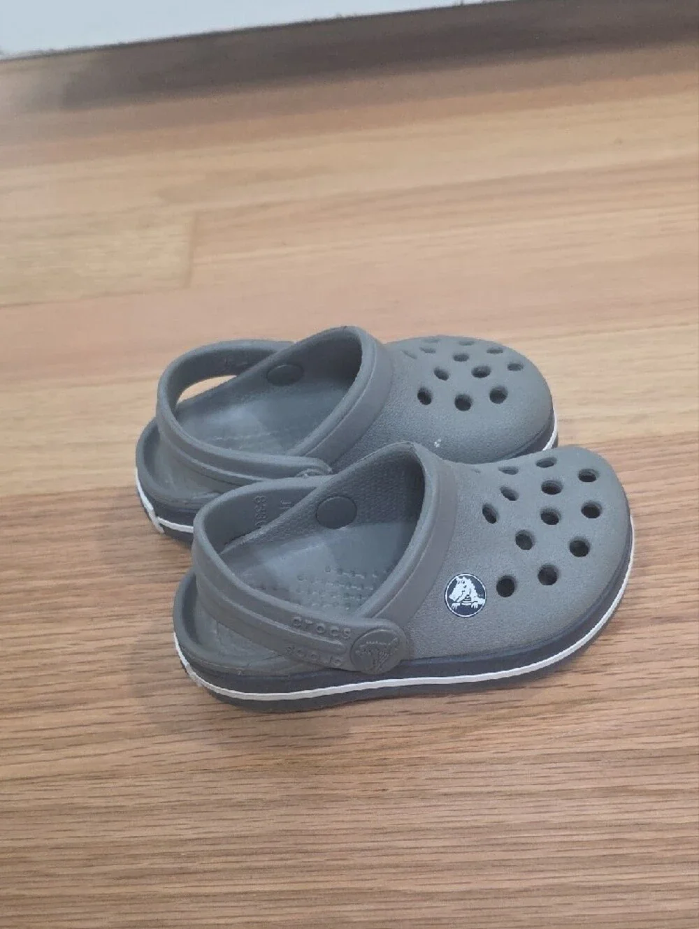 CROCS Gray Classic Clog with Heel Strap